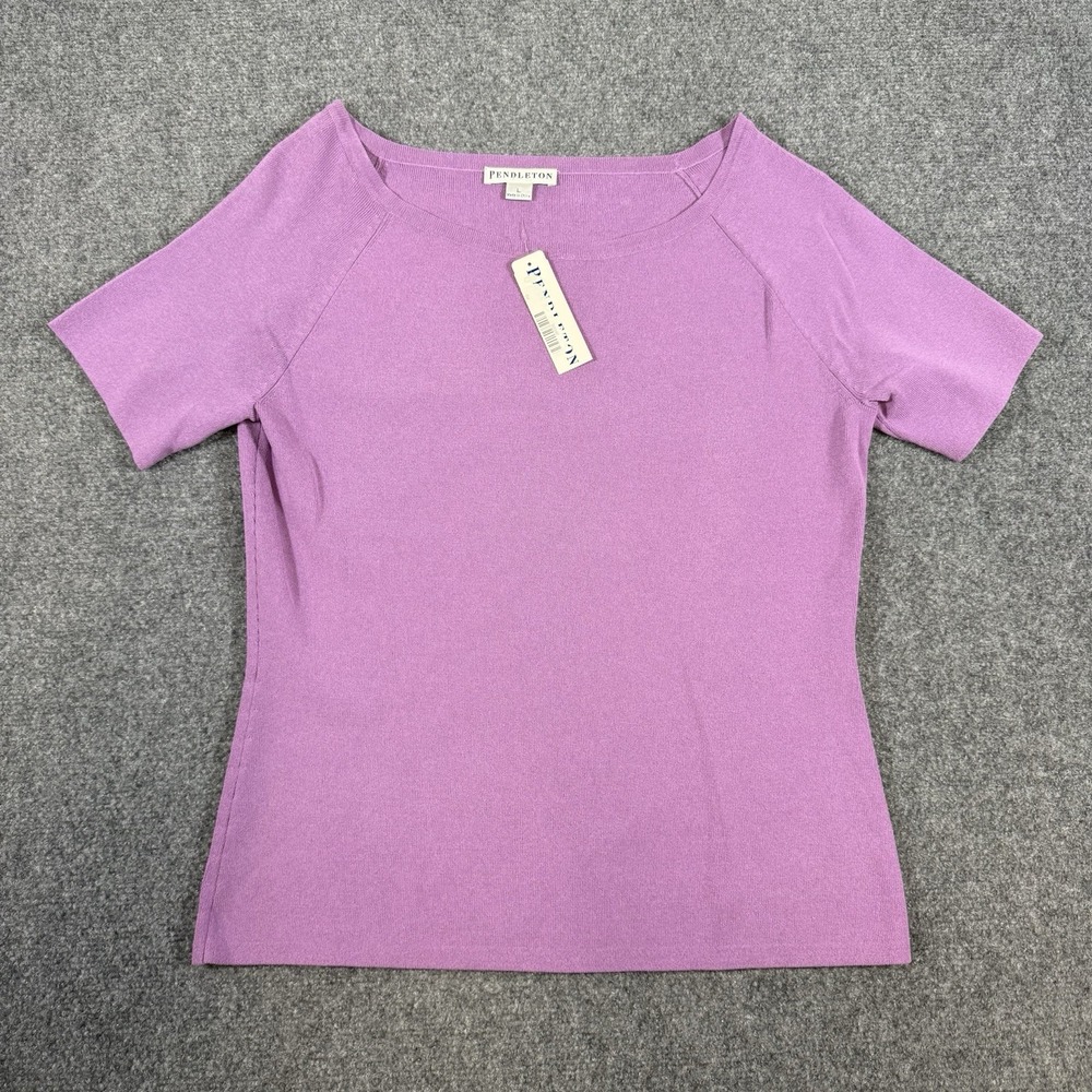 Pendleton Top Womens Large Purple Short Sleeve Shirt‎ Nylon Blend New